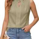 BMJL Womens White Tank Tops Summer Business Causal Outfits Ruched Pleated Linen Shirts Work Cami 2025 (Small, Army Green)