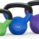 Mikolo Neoprene Coated Cast Iron Kettlebells 5-30LB Set, Solid Weight Set with Wide Grip Handle and Flat Bottom, Ideal for Full Body Strength Training at Home Gym