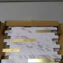 10 Sheets Peel and Stick Backsplash Tile for Kitchen, Self-Adhesive Mosaic Tile, Stick on Bathroom Vanities, Fireplace Decor, Laundry Table, White Marble + Gold-3, Metal Aluminum PVC Material
