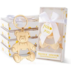 Baby bottle Opener Baby Shower Party Gift Bottle Opener Cute Bear Shape Bottle Opener Guest Wedding Party Gift Back Children's Birthday Party decorationwhite 24/packs
