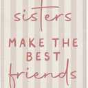 Dilemat Sisters Make the Best Friends Canvas Banner Wall Hanging,Girls Room Decor,Preppy Pink Striped Wall Decor Hanging Banner Flag for Girls Toddler Nursery Room Bedroom Playroom 18X25 Inch