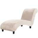 H.VERSAILTEX Chaise Lounge Cover Indoor Velvet Chaise Slipcover High Stretch Lounge Chair Cover Luxury Armless Chaise Cover for Living Room, Machine Washable, Ivory