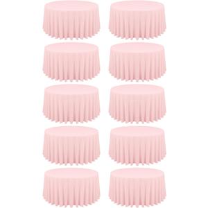 REWOMC 10 Packs 120 Inch Pink Round Polyester Tablecloths