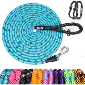 ZALER Long Dog Leash, 50 feet 30ft 20ft 15ft 10ft Dog Training Lead, Heavy Duty Reflective Check Cord Recall Leash for Dogs Training, Playing, Camping, or Backyard (10FT, Blue)