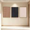 ANHUIB Neutral Abstract Modern Canvas Wall Art Set of 3 Framed Black and White Beige Wall Decor Boho Minimalist Artwork for Walls Geometric Line Painting for Living Room Bedroom Office 16x24 Inch
