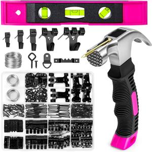Picture Hanging Kit - 327Pcs Picture Hangers with Hooks, Nails, Wires, Level & Hammer, Easy to Use Wall Hanging Kit for Frame, Painting, Art, Photo, Picture Hanging Hardware for Home & Office Decor