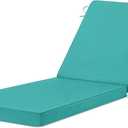 Chaise Lounge Cushions Outdoor, 72"x21"x3" Triple-Waterproof Outdoor Chair Cushions with Removable Cover, 4 Adjustable Ties Lounge Chair Cushions for Outdoor Furniture, Teal (72x21x3 Inch)