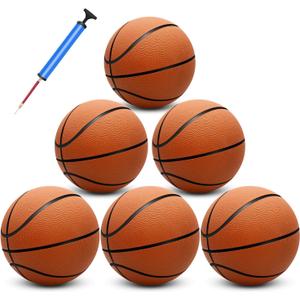6 Pack 29.5" Official Size 7 Basketball Balls Inflatable with Pump for Men and Women for Outdoor, Indoor or Training, Mens Adult Basketball