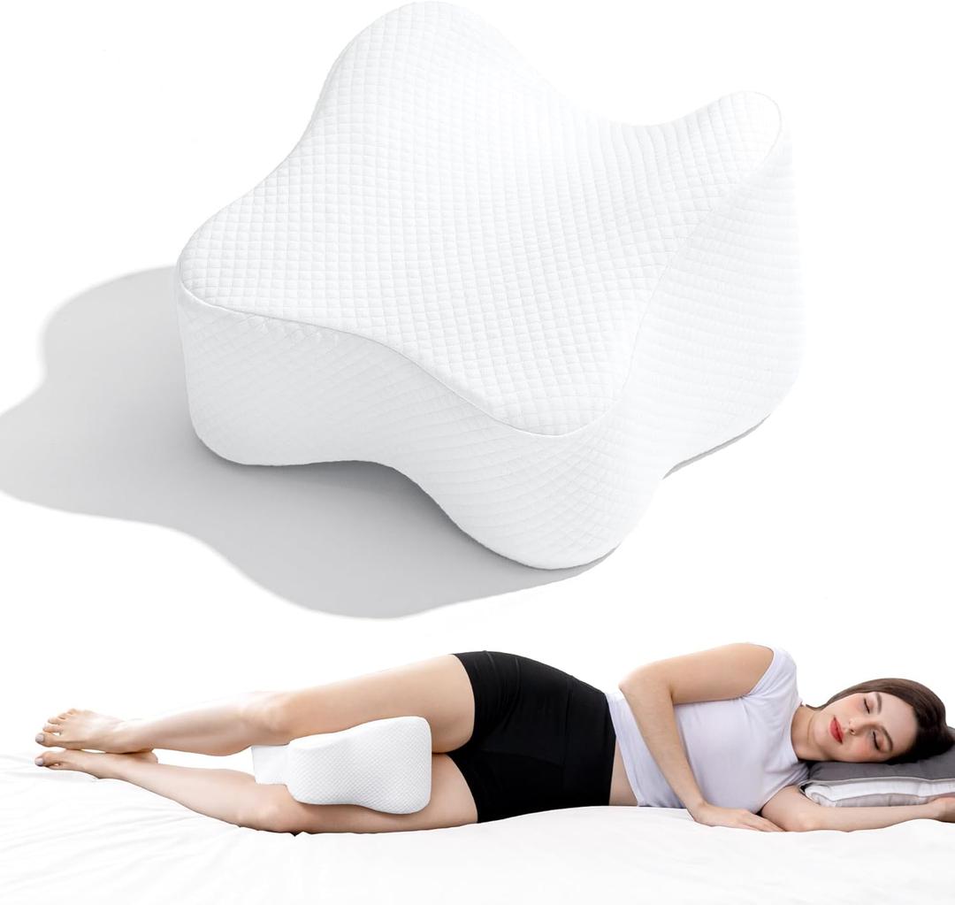 Knee Pillow for Side Sleepers,Leg Pillows for Sciatica,Knees,HIPS,Joints Between Legs,Back Pain Relief When Side Sleeping Spine Alignment Support for Knee Surgery Recovery,White (Small)