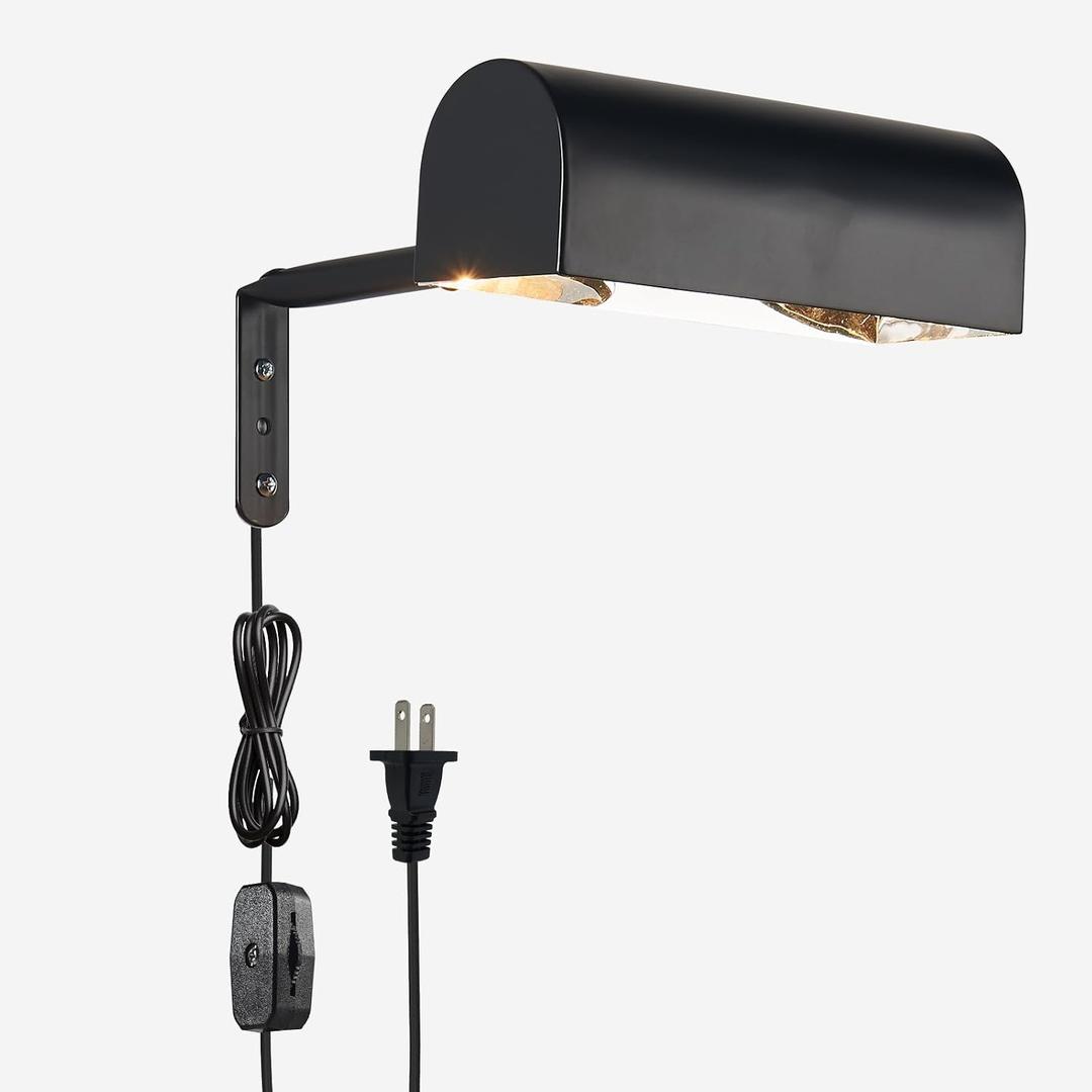8in Black Plug-in Picture Lights for Wall, Black Picture Light Adjustable Picture Frames Lights Gallery Lighting for Painting, Artwork, Gallery, Bookshelves