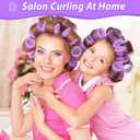 Jumbo Hair Curlers Rollers, 12Pcs Hair Roller Curlers Self Grip Holding Rollers with12 Stainless Steel Duckbill Clips for Long Hair Volume (Purple)