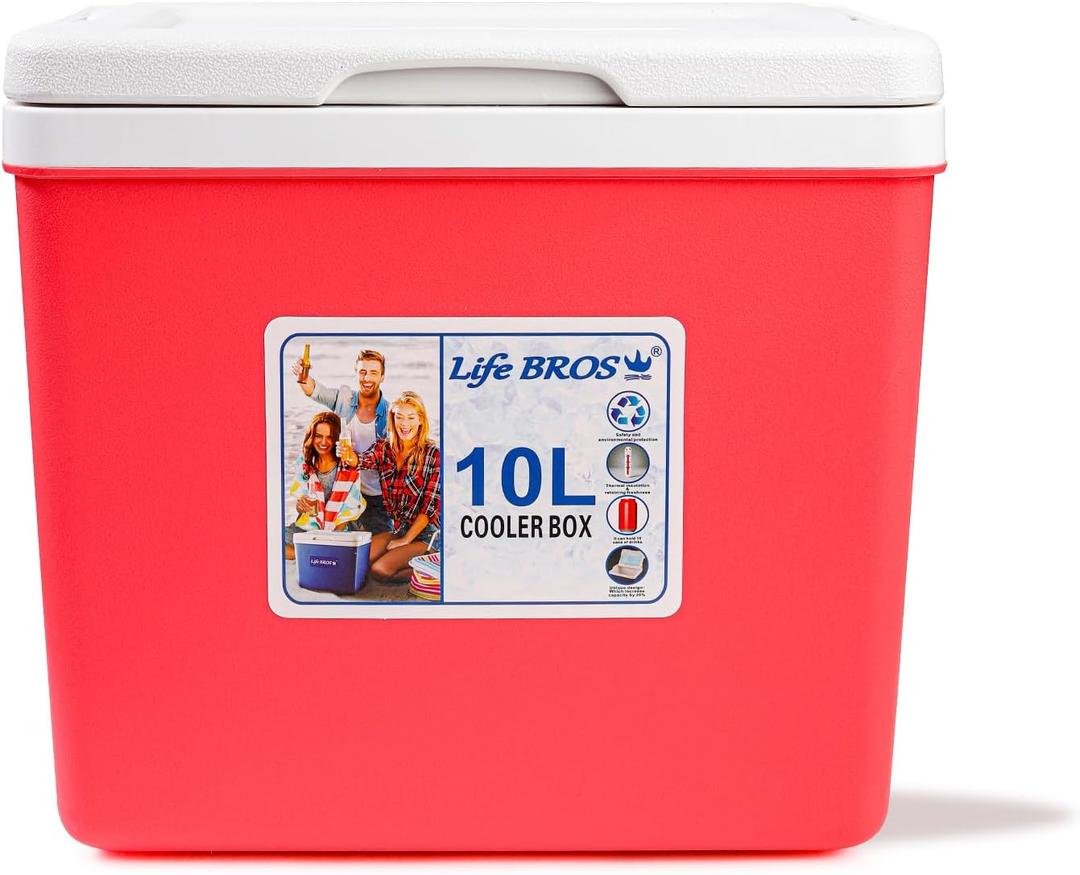LifeBROS 11 Qt Insulated Portable Cooler Leak-Proof Ice Chest Lunch Box Hard Coolers with Extra Ice Pack for BBQ, Camping, Pincnic-Red