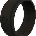 QALO Men's Silicone Wedding Band - 9mm Wide x 2mm Thick - Step Edge, Hexagonal & Engraved Mens Silicone Wedding Ring - Breathable Comfort Fit Rubber Rings Men - Durable Engagement Rings for Him (10, Black)