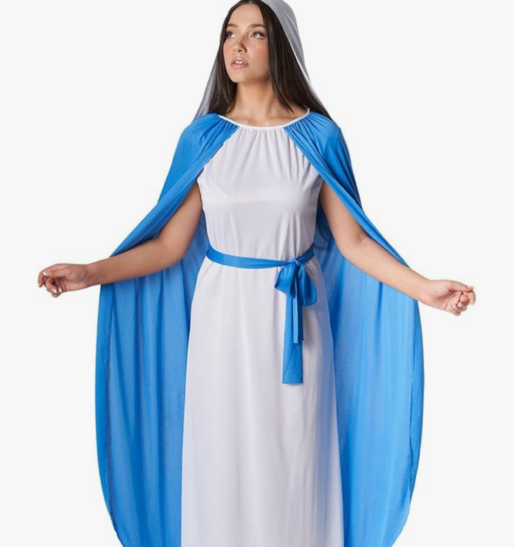 Morph Costumes Virgin Mary Costume For Women Blue Biblical Christmas Nativity Outfit For Adults Holiday Celebrations M