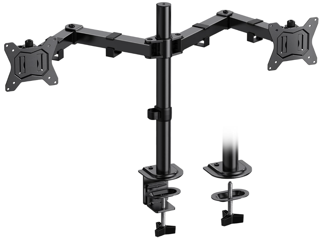 HUANUO Dual Monitor Mount for 2 Monitors up to 32 inches, Heavy Duty Dual Monitor Stand Holds up to17.6lbs, Dual Monitor Arm with Height Adjustable Tilt Swive Rotate, VESA Hole 75mm or 100mm