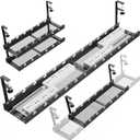 31Inch Extendable Under Desk Cable Management Tray Multi-Model Metal Cable Management Tray Under Desk Cord Management with Clamp Power Strip Cord Holder for Wire Cable Management, Black