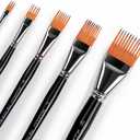 Fuumuui Grainer Brush Set5pcs Professional Flat Comb Brushes for Unique Texture Painting Perfect for Artists Acrylic, Watercolor and Oil