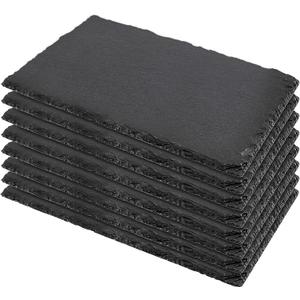 8 PCS 10 x 4.7 Inch Black Slate Cheese Boards, Black Slate Serving Platter with Natural Edge, Slate Stone Serving Tray for Cheese, Charcuterie, Sushi, Appetizers