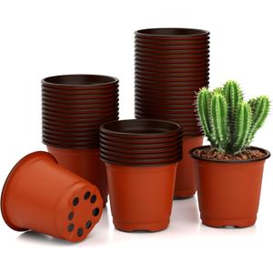 40 PCS Plant Nursery Pots 4 Inch Plant Seedling Pots with Drainage Holes Plastic Plant Flower Pot Small Plastic Seed Starting Pot Starter Containers Office Home Indoor Outdoor