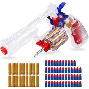 Soft Bullet Toy Revolver - Realistic Toy Gun Pistol with 50 Foam Bullets & 18 Shells - Ideal Gift