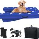 Inflatable Dock Platform with Electric Pump, Dog Boat Ramp Floating Non-Slip Oxford and PVC with Water Ramp for Dogs Pool, Dock, Lake with Traction Rope Blue (4.7ft x 3ft x 6in)