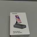 Cell Phone Stand with Wireless Bluetooth Speaker and Anti-Slip Base HD Surround Sound Perfect for Home and Outdoors with Bluetooth Speaker for Desk Compatible with iPhone/ipad/Samsung Galaxy (Black)