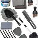 18Pcs Professional Car Interior Detailing Kit All-in-One Cleaning Tools for Windows, Dashboard, Vents, Windshield Cleaner Brush, Magic Sponge, Chamois Cloth, Detailing Brushes & Accessories