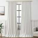 Ivory 100% Blackout Pinch Pleated Linen Curtains 102 Inches Long for Living Room Bedroom Pinch Pleat with Hooks Back Tab Linen Drapes Thermal Insulated Room Darkening 102 Inch Length 40x102