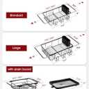 Sakugi Dish Drying Rack in Sink - Expandable Stainless Steel Dish Rack Over the Sink, Kitchen Sink Drain Strainer with Cutlery Holder & Cup Holders, 15.4 x 9.8 x 3.0 Inch, Black