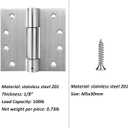 3 Pack 4" x 4" Self Closing Door Hinges, Spring Hinges, Stainless Steel
