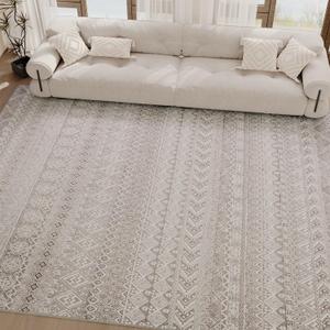 Area Rug for Living Room Neutral Rug 8x10 Machine Washable Rugs Thin Soft Carpet for Bedroom Dining Room Rugs Modern Moroccan Farmhouse Nursery Office Home House Large Brown