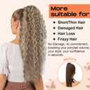 SEIKEA Ponytail Extension, PT005 Isabella 22" Long Bohemian Curly Drawstring Ponytail, Light Fluffy Multi-Layered Clip in Hair Extensions, Natural Soft Synthetic Hairpiece, Medium/White Blonde