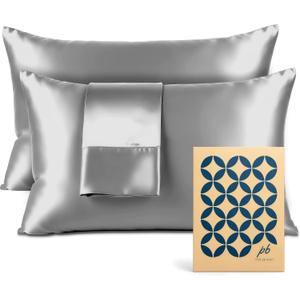Satin Pillowcase 2 Pack - Queen Size (20"x30", Grey) - Silky Pillow Cases for Hair and Skin - Satin Pillow Covers with Envelope Closure - Extra Soft Premium Microfiber