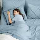 Bedsure Queen Comforter Set Light Blue - Bed in a Bag Queen Size Bedding 7 Pieces, GentleSoft Pintuck Bed Set Gift for Family, Pinch Pleat All Season Comforter with Sheets, Pillowcases & Shams