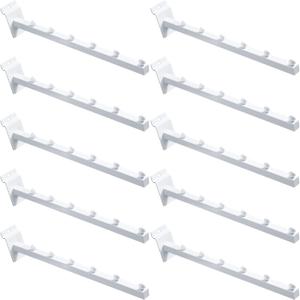 Tatuo 10 Pack 15.75 Inch 6 Ball Waterfall Slatwall Hooks Accessories Hanging Board Metal Heavy Duty Slatwall Slat Wall Hooks Pegs Panel for Clothing Retail Garage Shop Display(White)