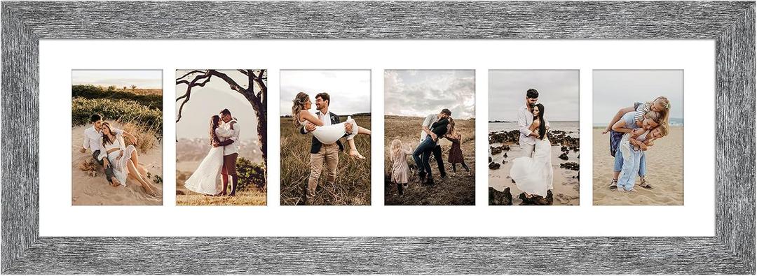 8x26 Collage Frame, 6 Open 4x6 Photo Frame Collage for Wall