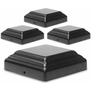 4x4 Aluminum Pyramid Post Cap Cover, Fits 4x4 Nominal Wood Powder Coated Matte Outdoor Post Caps Cover, Fence Wood Post, Decking, Waterproof (Black 4in 4P)