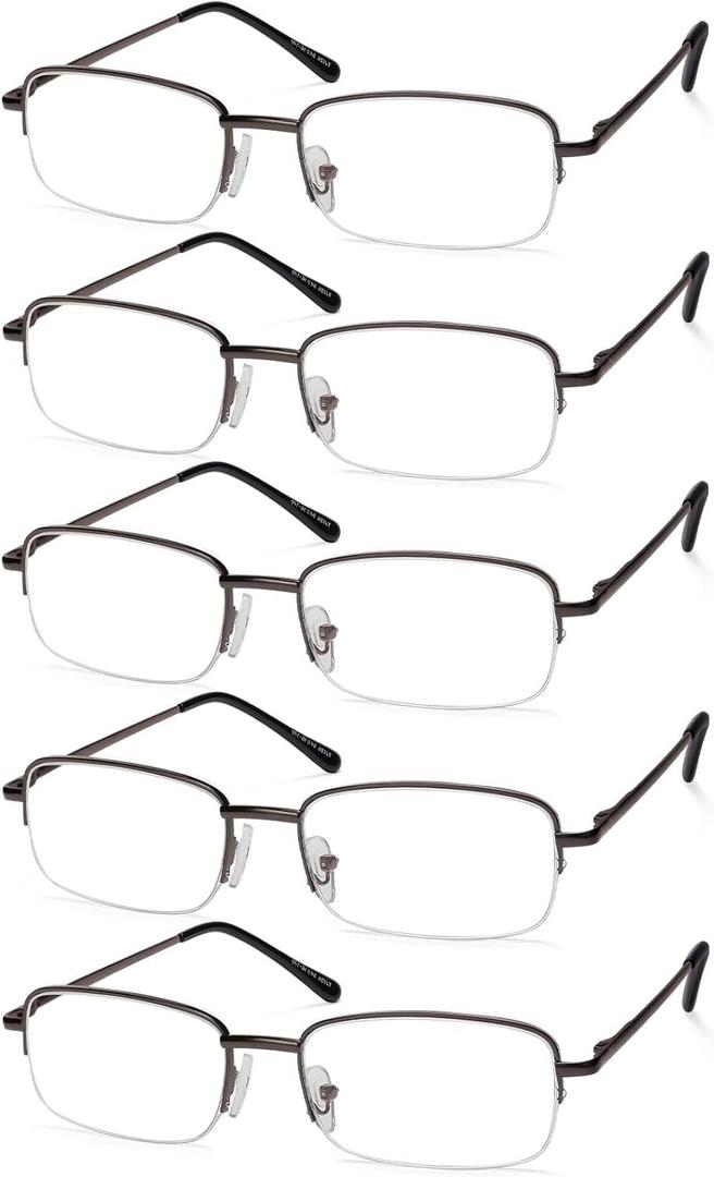 NOVIVON Pack Reading Glasses Men/Women, Eyeglasses, Blue Light Readers for Men/Women, Computer Eye Glasses, Cheaters (Gunmetal*5)