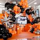 ALL-IN-1 Orange and Black Balloon Arch Kit & Garland with BONUS Starburst Balloons Orange Black Silver Balloons for Graduation Birthday Bengals Halloween Harley Davidson Basketball Party Decorations