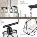 4-Light Kitchen Island Lighting, Modern Black Dining Room Light Fixtures with Clear Glass, Farmhouse Industrial Linear Chandelier Pendant Light with Adjustable Chain, CH9176BK-4IS, 4-Light, 1 PACK