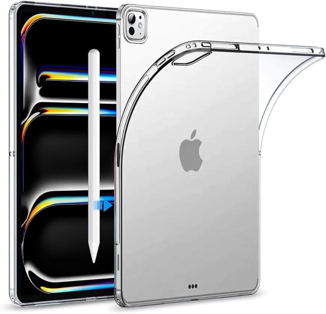 T Tersely Clear Case Cover for Apple iPad Pro 13 Inch M4 (2024 5th Generation), Air Hybrid Slim Shockproof TPU Bumper Suitable for Apple Pencil Pro/2nd Wireless Charging