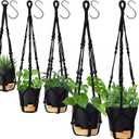 GARDIFE Hanging Planters for Indoor Plants,5Pcs Hanging Basket for Indoor Boho Home Decor,Macrame Plant Hanger,35 Inches,29Inch,23Inch, Ivory,Self Watering Planters, 7/6.5/6/5.5/5 Inch,Black&Black