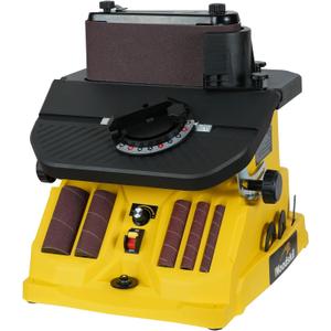 4A Variable Speed Oscillating Belt and Spindle Sander - 4x24" Belt, 5 Sanding Sleeves, 1000-1800RPM Adjustable Speed Control for Woodworking Projects - Efficient Dust Collection for Smooth Finishes