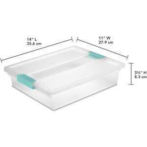 Sterilite  Clip Box, Stackable Clear Plastic Bin with Latching Lid, Large - Writing, Arts or Craft Supplies Storage Containers for Home, Office, Classroom and Workshop Organization