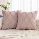 MIULEE Spring Decorative Throw Pillow Covers Blush Pink 20x20 Inch Set of 2, Soft Plush Faux Wool Couch Cushion Covers Farmhouse Throw Pillows for Couch Bed Sofa Living Room (20" x 20" (Pack of 2))