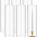 6 Pcs Hurricane Candle Holder Sleeve, H:12" D:4" Bottomless Glass Cylinder Candleholder Tall Clear Glass Cylinder Open Both Ends, Chimney Tube Cover, Open Ended Candle Shade