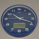 Wall Clock, 10" Dial Non-Ticking Silent Battery Operated Analog with LCD Display for Perpetual Calendar and F Temperature, Ideal Modern Home, Bedroom, Kitchen, Office Decor (Blue)