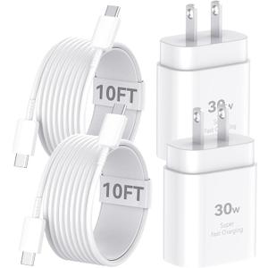 iPhone 16 15 Charger Fast Charging 30W USB C Charge Block Type C Charger with 10FT Long Cable Cord Compatible with iPhone 16 Pro Max/16 Plus/16 Pro/16/iPhone 15/15 Pro Max/15 Plus,iPad/Android Phone (white)
