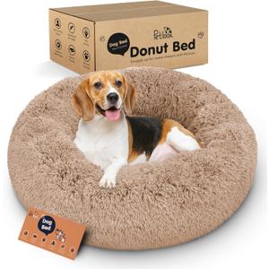 Petloox Donut Dog Bed  Premium Comfort for Anxiety Relief  Fluffy & Calming Design with UltraPlush Support | Cozy Round Dog Bed with Super Soft Circle Style (Size M Camel)