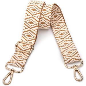 Purse Straps Replacement Crossbody Bag Strap for Purses Adjustable Wide Shoulder Straps for Women Handbags (Light Brown Geometry)